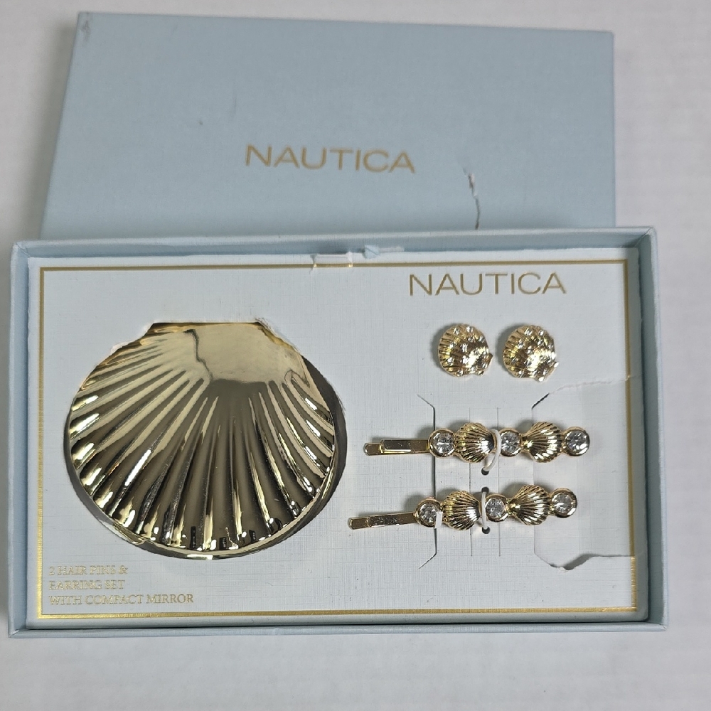 Nautica Compact Mirror & Hairclips   & Earring Set